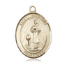14kt Solid Gold St. Genesius of Rome Medal Pendant 1x3/4 inch Patron Saint of Actors Handcrafted by Bliss