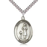 Sterling Silver St. Genesius of Rome Patron Saint Medal Necklace 1 x 3/4 inch with 24 inch Chain by Bliss