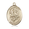14kt Solid Gold St. George Patron Saint Medal Pendant 1 inch by 3/4 inch Handcrafted by Bliss USA