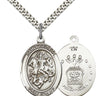 Sterling Silver St. George Patron Saint Medal Necklace 1x3/4 inch on 24 inch chain by Bliss Manufacturing