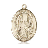 14kt solid gold St. Genevieve patron saint medal pendant, 1 inch by 3/4 inch, handcrafted by Bliss Manufacturing