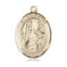14kt solid gold St. Genevieve patron saint medal pendant, 1 inch by 3/4 inch, handcrafted by Bliss Manufacturing