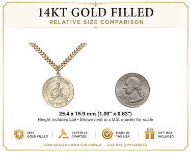 14kt Gold Filled Medium St. Gerard Patron Saint Medal Necklace | 1" x 5/8" | 24" Chain | USA Made by Bliss