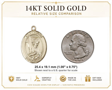 14kt Solid Gold Medium St. Helen Medal Pendant | 1" x 3/4" | USA Made by Bliss