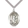 Sterling Silver St. Hubert of Liege Patron Saint Medal Necklace 1 inch by 3/4 inch on 24 inch chain by Bliss