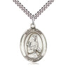Sterling silver St. Emily de Vialar patron saint medal necklace with 1x3/4 inch pendant on 24 inch curb chain by Bliss Manufacturing