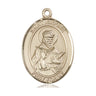14kt solid gold St. Isidore of Seville patron saint medal pendant, medium 1 inch by 3/4 inch, handmade in USA by Bliss