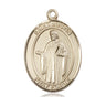 14kt solid gold St. Justin Martyr patron saint medal pendant, medium 1x3/4 size, handcrafted by Bliss Manufacturing USA