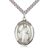 Sterling Silver St. Justin Martyr Patron Saint Medal Necklace 1x3/4 with 24 Inch Chain by Bliss