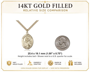 14kt Gold Filled Medium St. Joan of Arc Coast Guard Medal Necklace | 1 x 3/4 Pendant | 24" Chain | USA Made by Bliss