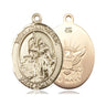 14kt Solid Gold St. Joan of Arc Patron Saint Medal Pendant 1 x 3/4 inch handcrafted by Bliss Manufacturing