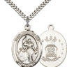 Sterling Silver St. Joan of Arc Air Force Patron Saint Medal Necklace 1x3/4 inch on 24 inch Chain by Bliss