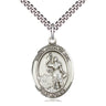 Sterling Silver St. Joan of Arc Patron Saint Medal Necklace 1x3/4 inch with 24 inch Chain by Bliss
