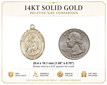 Medalla Colgante de Oro Macizo de 14kt de San Juan Bautista Mediano | 1x3/4" | Hecho a Mano en EE. UU. por Bliss