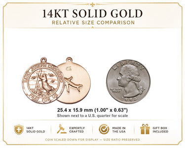 Medalla Mediana de San José de Cupertino de Oro Macizo de 14kt | 1x5/8" | Bliss USA