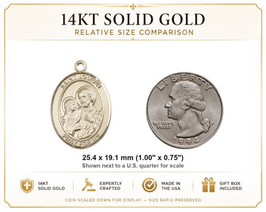 14kt Solid Gold St. Joseph Medal 1x3/4" Medium | Bliss USA