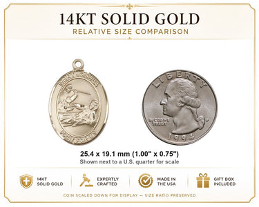 14kt Solid Gold Medium St. Joshua Medal Pendant | 1x3/4 Inch | Handcrafted in USA by Bliss