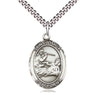 Sterling Silver St. Joshua Patron Saint Medal Necklace 1 inch x 3/4 inch on 24 inch curb chain by Bliss