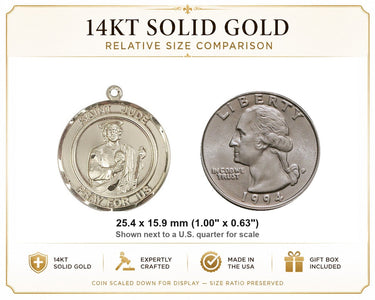 14kt Solid Gold Medium St. Jude Patron Saint Medal Pendant | 1 x 5/8 | Handcrafted in USA by Bliss