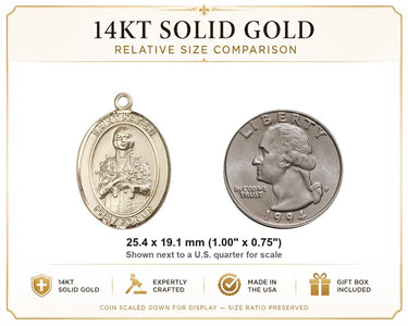 14kt Solid Gold Medium St. Kateri Tekakwitha Medal Pendant | 1x3/4" | Handcrafted in USA by Bliss