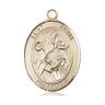 14kt Solid Gold St. Kevin Patron Saint Medal Pendant 1 inch by 3/4 inch handcrafted by Bliss
