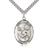Sterling Silver St. Kevin Patron Saint Medal Necklace 1 inch x 3/4 inch with 24 inch Chain by Bliss