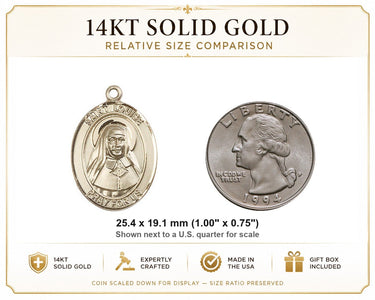 14kt Solid Gold Medium St. Louise de Marillac Patron Saint Medal Pendant | 1 x 3/4 | Handcrafted in USA by Bliss
