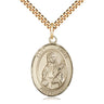 14kt Gold Filled St. Lucia of Syracuse patron saint medal necklace with 24 inch curb chain, Medium 1x3/4 inch pendant, Bliss Manufacturing