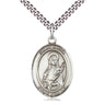 Sterling Silver St. Lucia of Syracuse Patron Saint Medal Necklace 1 x 3/4 inch with 24 inch chain by Bliss