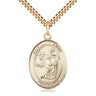 14kt Gold Filled St. Luke the Apostle Patron Saint Medal Necklace, 1x3/4 inch medium pendant on 24 inch chain, handcrafted by Bliss