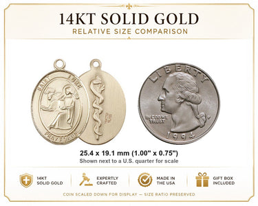 14kt Solid Gold Medium St. Luke the Apostle Medal Pendant | 1 x 3/4 | Handcrafted in USA by Bliss