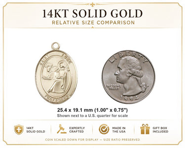 14kt Solid Gold Medium St. Luke the Apostle Medal Pendant | 1 x 3/4 | Handcrafted in USA by Bliss