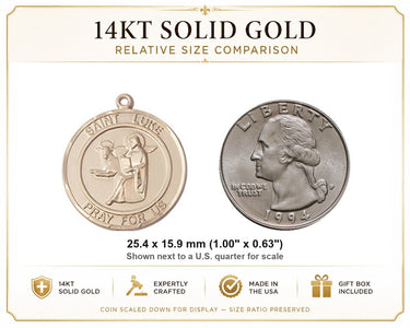 14kt Solid Gold St. Luke the Apostle Medal Pendant | 1x5/8" | Handcrafted USA | Bliss
