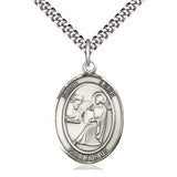 Sterling Silver St. Luke the Apostle Patron Saint Medal Necklace 1x3/4 inch with 24 inch Chain by Bliss