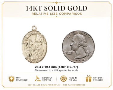 14kt Solid Gold Medium St. Mary Magdalene Medal Pendant | 1" x 3/4" | Handcrafted in USA by Bliss