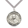Sterling Silver St. Maximilian Kolbe Medal Necklace Medium 1x5/8 inch with 24 inch chain by Bliss