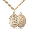 14kt Gold Filled St. Michael EMT Patron Saint Medal Necklace 1 inch by 3/4 inch with 24 inch chain by Bliss