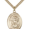 14kt Gold Filled St. Michael Paratrooper Medal Necklace 1 inch by 3/4 inch with 24 inch Curb Chain by Bliss