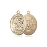 14kt solid gold St. Michael EMT medal pendant, 1 inch by 3/4 inch, handcrafted in USA by Bliss Manufacturing