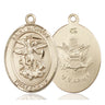 14kt Solid Gold St. Michael the Archangel Army Medal Pendant 1 x 3/4 inch Handcrafted by Bliss
