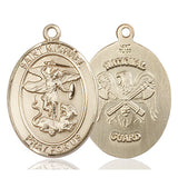 14kt Solid Gold St. Michael the Archangel National Guard medal pendant 1 x 3/4 inch by Bliss