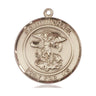 14kt solid gold St. Michael the Archangel medal pendant, 1 inch by 5/8 inch, crafted in USA by Bliss Manufacturing