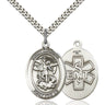 Sterling Silver St. Michael EMT Medal Necklace 1 inch by 3/4 inch with 24 inch chain by Bliss