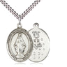 Sterling Silver Miraculous Medal Necklace 1 inch x 3/4 inch with 24 inch chain handcrafted by Bliss