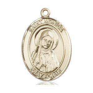 Medalla Colgante de Santa Mónica, Patrona de Oro Macizo de 14kt, Mediana | 2.54 cm x 1.905 cm | Hecha a Mano en EE. UU. por Bliss