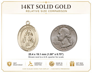 Medalla colgante de San Nicolás de oro macizo de 14 quilates, tamaño mediano | 1x3/4 pulgadas | Hecha a mano en EE. UU. por Bliss
