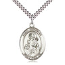 Sterling Silver St. Nicholas Patron Saint Medal Necklace 1x3/4 inch pendant with 24 inch chain by Bliss