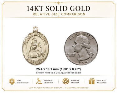 14kt Solid Gold Medium Our Lady of Loretto Medal Pendant | 1 x 3/4 | Patron of Aviators | Handcrafted in USA by Bliss
