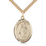 14kt Gold Filled St. Patrick Catholic patron saint medal necklace 1 inch by 3/4 inch with 24 inch curb chain by Bliss Manufacturing