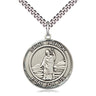 Sterling Silver St. Patrick Patron Saint Medal Necklace 1 inch by 5/8 inch on 24 inch curb chain by Bliss Manufacturing